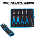 NEIKO 02105A (4) Long Nose Plier 11” Long Reach, Straight, Angle, Curved Pliers, 45 & 90 Degree, bent Head Needle Nose Pliers Set for Mechanics, Long Handle Pliers