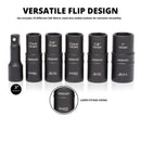 NEIKO 02287B 1/2 Inch-Drive Impact Socket Set, 6 Pc Impact Flip Socket Set, 10 Deep SAE & Metric Sizes, Thin Wall Wheel Lug Nut Socket Set, Cr-Mo, 3" Impact Extension Bar, 6 Point, 19 & 21mm Sockets