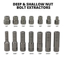 NEIKO 04207A Impact Nut & Bolt Extractor Set, 14 Piece Lug Nut Removal Tool, 3/8 Drive, Deep and Shallow Stripped Bolt Extractor Socket Set, Rounded Bolt Removal tool, Nut Remover Socket Set, CR-Mo