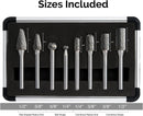 Neiko® 10032A 1/4-Inch Shank Rotary Burr Set Made of Double Cut Carbide | 8-Piece Set