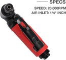 NEIKO 30109B ¼” Mini Angle Die Grinder | 20,000 RPM | 90 PSI | 90 Degree Head | Rear Exhaust | 1/4" Collet | Safety Self-Locking Control Switch