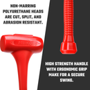 NEIKO 02884B 9 Lb Dead Blow Hammer, 30” Long, Red, Unibody Molded, Ergonomic Textured Handle, Spark and Rebound Resistant, One Piece Steel Core, 3 Inch Head