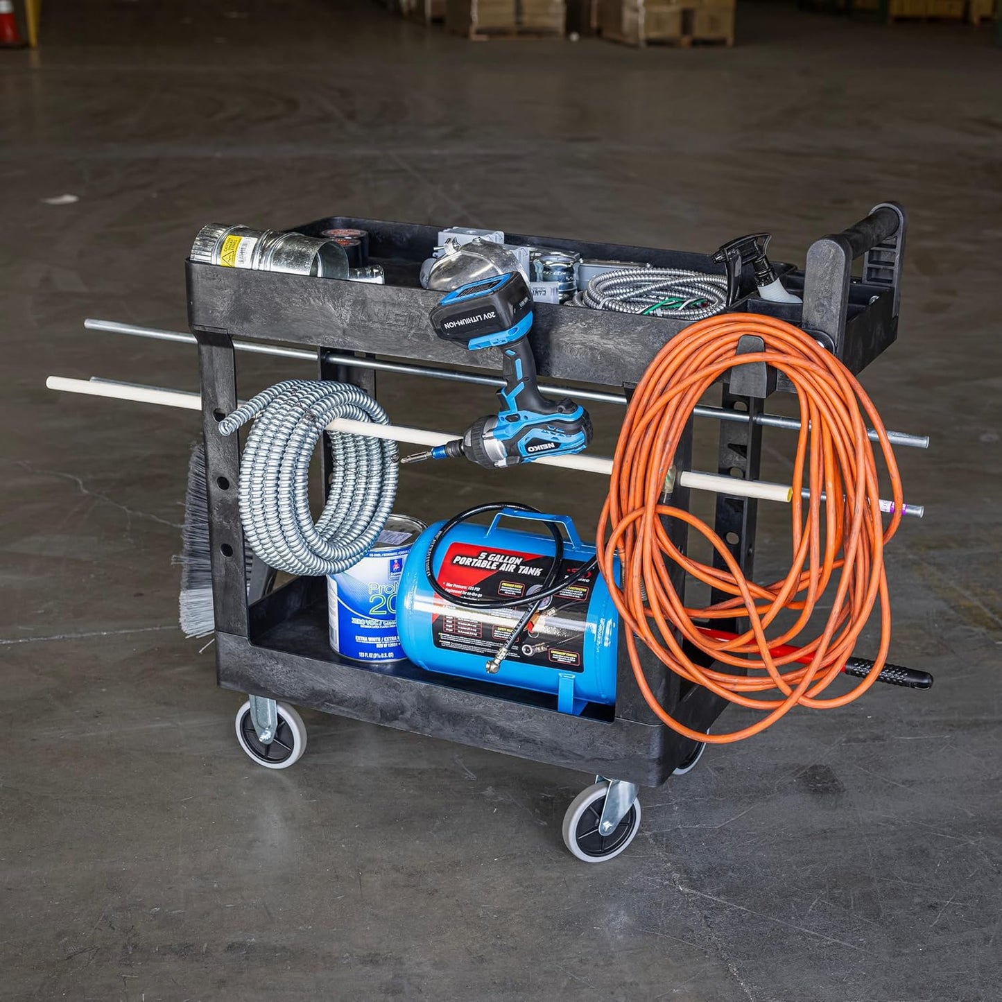 2-Tier Heavy-Duty Utility Cart – 500 lb Capacity, Non-Marking Wheels