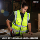 NEIKO Safety Vest with Pockets, 9 Pocket, High Visibility Vest, Reflective Strips, Zipper Front, Reflective Vest For Men & Women, Work Vest, Security Vest, Hi Vis Neon Yellow Vest 4XL 54056A