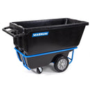 MAGNUM Tilt Truck, 1 Cu. Yd. Covered Capacity Dump Cart with Non-Marking 12” Wheels & 5” Casters & Forklift-able Frame for Jobsites, 1250 lbs, Trash Cart with Wheels DUC100-F-NM