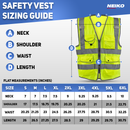 NEIKO Safety Vest with Pockets, 9 Pocket, High Visibility Vest, Reflective Strips, Zipper Front, Reflective Vest For Men & Women, Work Vest, Security Vest, Hi Vis Neon Yellow Vest 4XL 54056A
