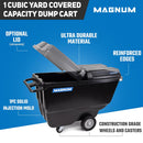 MAGNUM Tilt Truck, 1 Cu. Yd. Covered Capacity Dump Cart with Heavy Duty 12” Wheels & 5” Casters & Reinforcing Bottom Frame for Jobsites, 1000 lbs, Trash Cart with Wheels DUC100-R-03PK (3-Pack)