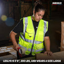 NEIKO Safety Vest with Pockets, 9 Pocket, High Visibility Vest, Reflective Strips, Zipper Front, Reflective Vest For Men & Women, Work Vest, Security Vest, Hi Vis Neon Yellow Vest Small 54050A