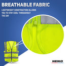 NEIKO Safety Vest with Pockets, 9 Pocket, High Visibility Vest, Reflective Strips, Zipper Front, Reflective Vest For Men & Women, Work Vest, Security Vest, Hi Vis Neon Yellow Vest Small 54050A