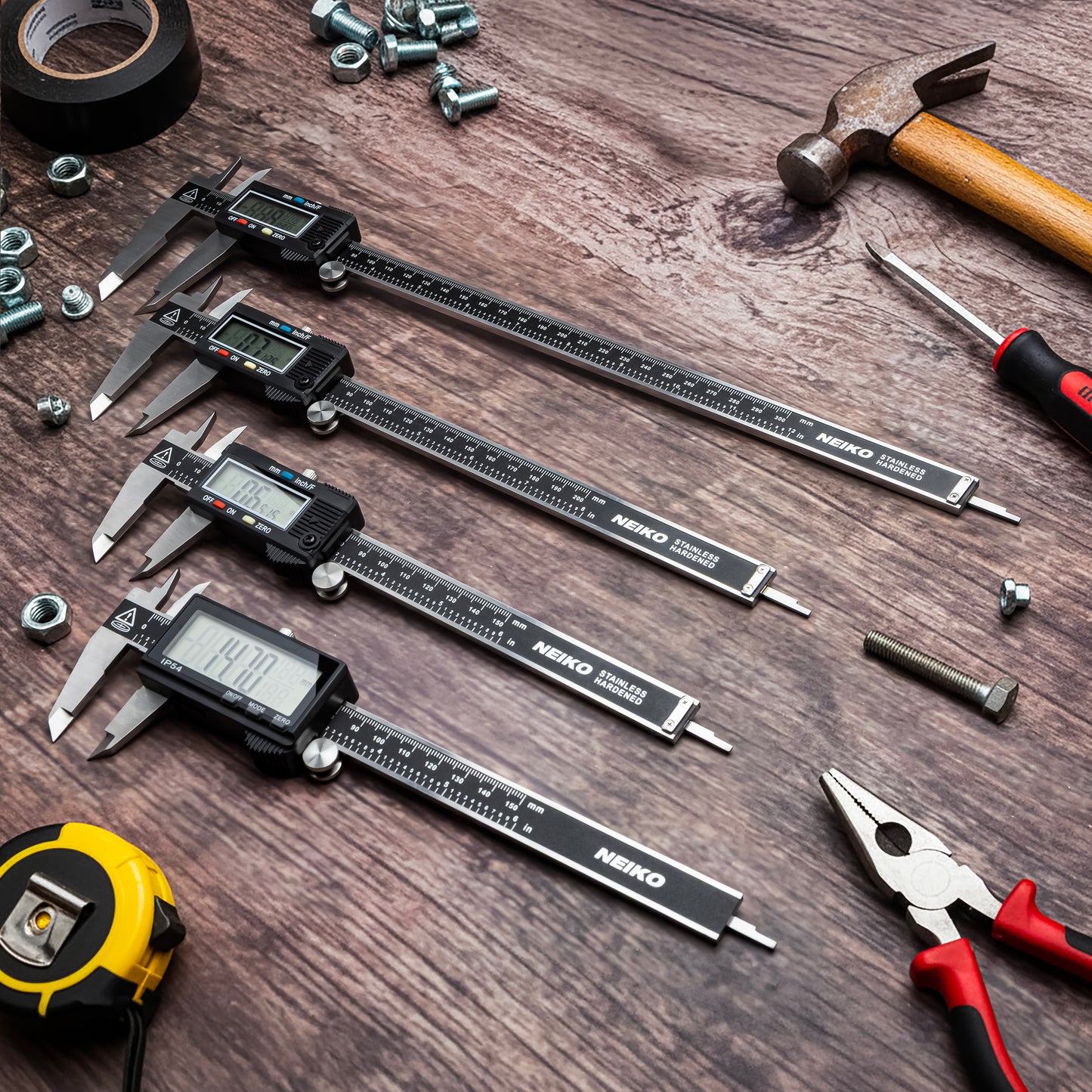 NEIKO 01407A Electronic Digital Caliper Measuring Tool, 0-6 Inches Stainless Steel Construction with Large LCD Screen Quick Change Button for Inch Fraction Millimeter Conversions, Digital Caliper Measurement Tool