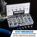 NEIKO 50466A Grease Fitting Assortment, 110 Piece, Metric, Straight & Angled Zerk Grease Fittings Kit, Zinc Plated A3 Steel, For Angled Grease Guns, Mechanical Component Lubrication, M6-1 and M10-1.5