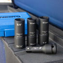 NEIKO 02281B 1/2" Drive Impact Flip Socket Set, Thin Wall Socket, 4 Piece Lug Nut Impact Socket Set, SAE and MM, 3” Extension Bar, Cr-Mo Steel, Impact Lug Nut Socket Set