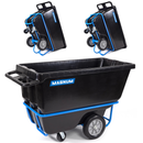 MAGNUM Tilt Truck, 1 Cu. Yd. Covered Capacity Dump Cart with Heavy Duty 12” Wheels & 5” Casters & Forklift-able Frame for Jobsites, 1250 lbs, Trash Cart with Wheels DUC100-F-03PK (3-Pack)