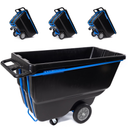 MAGNUM Tilt Truck, 1 Cu. Yd. Covered Capacity Dump Cart with Heavy Duty 12” Wheels & 5” Casters & Heavy Duty Full Frame for Jobsites, 1200 lbs, Trash Cart with Wheels DUC100-H-04PK (4-Pack)