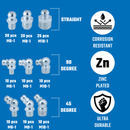 NEIKO 50467A Grease Fitting Assortment, 135 Piece, Metric, Straight & Angled Zerk Grease Fittings Kit, Zinc Plated A3 Steel, Angled Grease Guns, Mechanical Component Lubrication, M6-1, M8-1 & M10-1.5