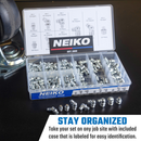 NEIKO 50467A Grease Fitting Assortment, 135 Piece, Metric, Straight & Angled Zerk Grease Fittings Kit, Zinc Plated A3 Steel, Angled Grease Guns, Mechanical Component Lubrication, M6-1, M8-1 & M10-1.5
