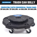 MAGNUM Trash Can Dolly with Wheels, Heavy Duty Universal Design for 20, 32, 44, & 55 Gallon Trash Cans, Quiet 3” Non-Marking Wheels & Casters for Handling and Rolling Garbage CATC-DG-HD (1-Pack)