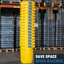 MAGNUM Yellow 32 Gallon Trash Can Set (Trash Can, Quiet Dolly, and Reinforced Lid), Construction Grade, Jobsite Ready, Non-Marking Wheels & Casters for Rolling Garbage CMTC-CLD0-32Y01 (1 Set)