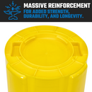 MAGNUM Yellow 55 Gallon Trash Can Set (Trash Can, Quiet Dolly, and Reinforced Lid), Construction Grade, Jobsite Ready, Non-Marking Wheels & Casters for Rolling Garbage CMTC-CLD0-55Y03 (3 Set)