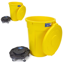 MAGNUM Yellow 55 Gallon Trash Can Set (Trash Can, Quiet Dolly, and Reinforced Lid), Construction Grade, Jobsite Ready, Non-Marking Wheels & Casters for Rolling Garbage CMTC-CLD0-55Y02 (2 Set)