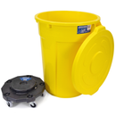 MAGNUM Yellow 55 Gallon Trash Can Set (Trash Can, Quiet Dolly, and Reinforced Lid), Construction Grade, Jobsite Ready, Non-Marking Wheels & Casters for Rolling Garbage CMTC-CLD0-55Y01 (1 Set)