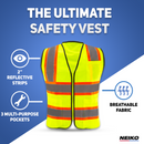 Neiko 53992A XX-Large High Visibility Safety Vest, 3 Pockets and Zipper Neon Construction Vest, Neon Yellow, Safety Vest for Men and Women, Adult Safety Vest