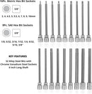 Neiko 10079A Extra Long Allen Hex Bit Socket Set, 18 Piece SAE and Metric Allen Socket Set, 3/8 Drive, 1/8" – 3/8 Inch & 3mm – 10mm, 6” Long Allen Hex Socket Bit Set, Allen Head Hex Key Socket Set …