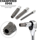 NEIKO 10057A XZN Triple Square Bit Set, 20-Piece Set, Spline Socket Set, Extra Long 4” Triple Square Socket Set, 4mm to 18mm, 12 Point Socket Set Tamperproof, Square Drive Socket Bit, S2 & Cr-V Steel