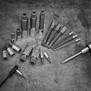 NEIKO 10057A XZN Triple Square Bit Set, 20-Piece Set, Spline Socket Set, Extra Long 4” Triple Square Socket Set, 4mm to 18mm, 12 Point Socket Set Tamperproof, Square Drive Socket Bit, S2 & Cr-V Steel