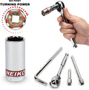 NEIKO 02511A 3/8” Drive Socket Set with Quick Release Ratchet (90 Tooth), 35 Piece Standard and Deep SAE Sizes, 1/4” to 1”, 6 Point, Universal Joint, 3/8” Extension Bars, Made with CR-V Steel