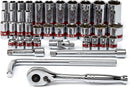 NEIKO 02511A 3/8” Drive Socket Set with Quick Release Ratchet (90 Tooth), 35 Piece Standard and Deep SAE Sizes, 1/4” to 1”, 6 Point, Universal Joint, 3/8” Extension Bars, Made with CR-V Steel