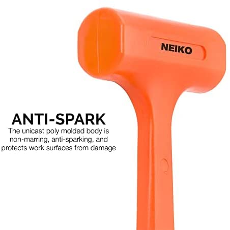 NEIKO 02849A 4 Lb Dead Blow Hammer, Neon Orange | Unibody Molded 