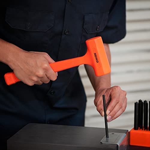 NEIKO 02846A 1 LB Dead Blow Hammer, Neon Orange I Unibody Molded | Checkered Grip | Spark and Rebound Resistant