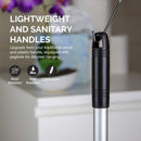NEIKO 60168A Toilet Plunger Set, 4 Piece, Bonus Mini Sink & Drain Plunger, Toilet Bowl Brush & Caddy, Patented All-Angle Design, Telescopic Aluminum Handle, Bathroom Toilet Brush and Plunger Set