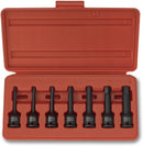NEIKO 01131B 3/8-Inch-Drive Allen Socket Set, 3-Inch Length, 3/8-Inch Impact Hex-Bit Socket Set, SAE Hex Driver 3/16" to 1/2", CrMo Steel, Impact-Grade, 7-Piece Set