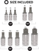 NEIKO 10056A 1/4-Inch, 3/8-Inch & 1/2-Inch Drive XZN Triple Square Spline Bit Socket Set | 10 Piece Set | Cr-V Sockets and S2 Steel Bits