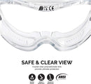Neiko Pro 53875B Clear Protective Lab Safety Goggles, Chemistry Lab Goggles, Scientific, Construction Goggles, Contractor, Woodworking, Anti-Fog and Splash, Includes Indirect Vent for Men and Women