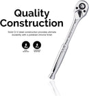 Neiko 03073A 1/4-Inch-Drive Ratchet Wrench, 5 1/2-Inch Cr-V Steel Body, 72-Tooth Ratcheting Mechanism, Quick-Release Ratchet with Teardrop Head