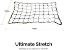 TOOLUXE 50970L Cargo Net, 6’ x 8’ Feet, Stretches to 10' x 14' Feet, 28 Nylon Hooks, 7" x 7" Mesh Truck Bed Net, Large Cargo Net, SUV & Pickup Truck Bed Accessories, Bungee Net, Cargo Net for Trailer