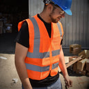 Neiko 53944A High-Visibility Safety Vest with Reflective Strips for Emergency, Construction, and Safety Use, Neon Orange, Medium