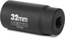 NEIKO 02523A 32mm Socket | 1/2” Drive Deep Impact Socket | Spindle & Axle Nut Socket | 12 Point |Chrome Molybdenum Cr-Mo |Deep Well Hub | Triple Square | Axle Shaft Nut Remover
