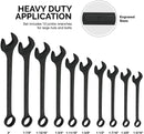 Neiko 03129A Jumbo Combination Wrench Set, 10-Piece Open-End Wrench Set, SAE Sizes 1 5/16 Inches to 2 Inches for Large Vehicles, Black Oxide Finish