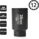 NEIKO 02528A 38mm Socket | 1/2” Drive Deep Impact Socket | Spindle & Axle Nut Socket | 12 Point |Chrome Molybdenum Cr-Mo |Deep Well Hub | Triple Square | Axle Shaft Nut Remover