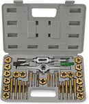 NEIKO 00911A SAE Tap and Die Set, Titanium-Coated Alloy Steel Taps and Dies, Large Threading-Tool Kit with Storage Case, 40-Piece Set