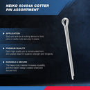 NEIKO 50454A Cotter Pin Assortment | 555 Piece | Zinc Plated Premium Quality | Steel Split Pin Fastener Clips | Straight Hairpins | Holds Pins or Castle Nuts in Place
