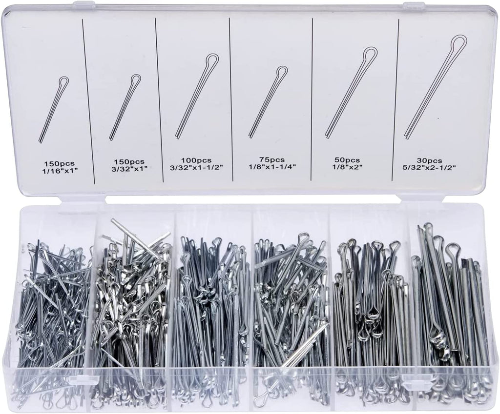 NEIKO 50454A Cotter Pin Assortment | 555 Piece | Zinc Plated