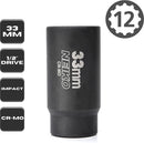 NEIKO 02524A 33mm Socket | 1/2” Drive Deep Impact Socket | Spindle & Axle Nut Socket | 12 Point |Chrome Molybdenum Cr-Mo |Deep Well Hub | Triple Square | Axle Shaft Nut Remover