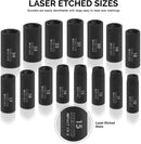 NEIKO 02474A 1/2" Impact Socket Set, 15 Piece Metric Socket Set 10-24 mm, Deep Sockets, 6 Point, 1/2” Drive Sockets for 1/2" Impact Wrench, Chrome Vanadium Cr-V