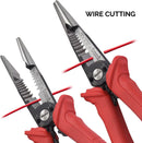 NEIKO 02038A 6-in-1 Wire Service Tool | 8-1/2" Length | Gripper, Crimper, Stripper, Cutter, Extractor, Electrician Pliers