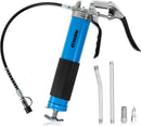 NEIKO 12011A Grease Gun | Heavy Duty Pistol Grip Greaser | 6000 PSI | Standard 14oz Grease Cartridge | 18” Reinforced Flex Hose, Zerk Coupler, 6” Straight Extension & 5.5” Bend Ext, Sharp Nozzle